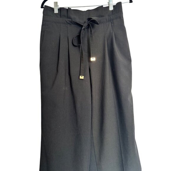 DKNY High Waist Tie Waist Size 4 Paper Bag Dress Cropped NWOT Donna Karen Wide L - Picture 8 of 9